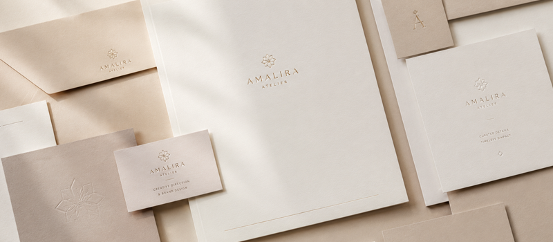 Coordinated neutral branding and stationery set